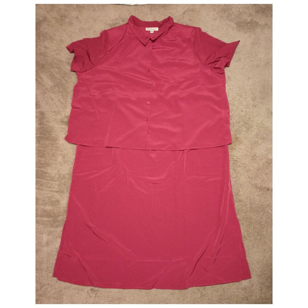 Roamans Dress 30W RED 2 Piece Set Midi Sleeveless Sheath & S/S Jacket/Shirt